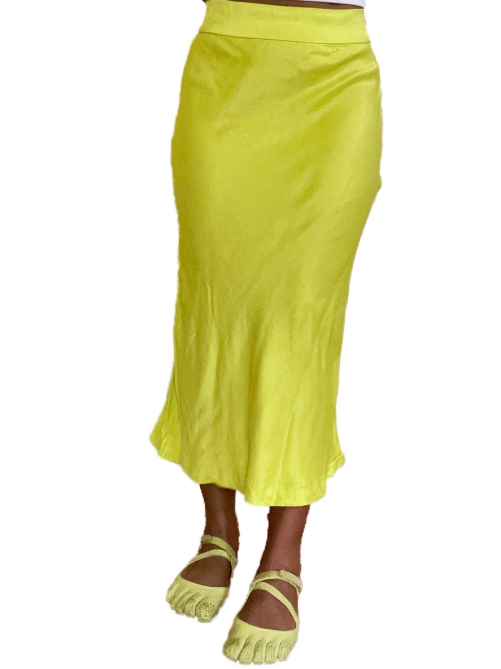 Zara neon yellow midi skirt